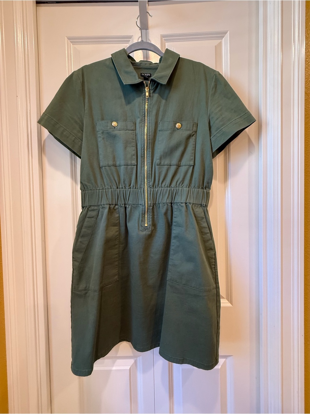 J. Crew Olive Utility Zip-Front Women’s Shirt Dress